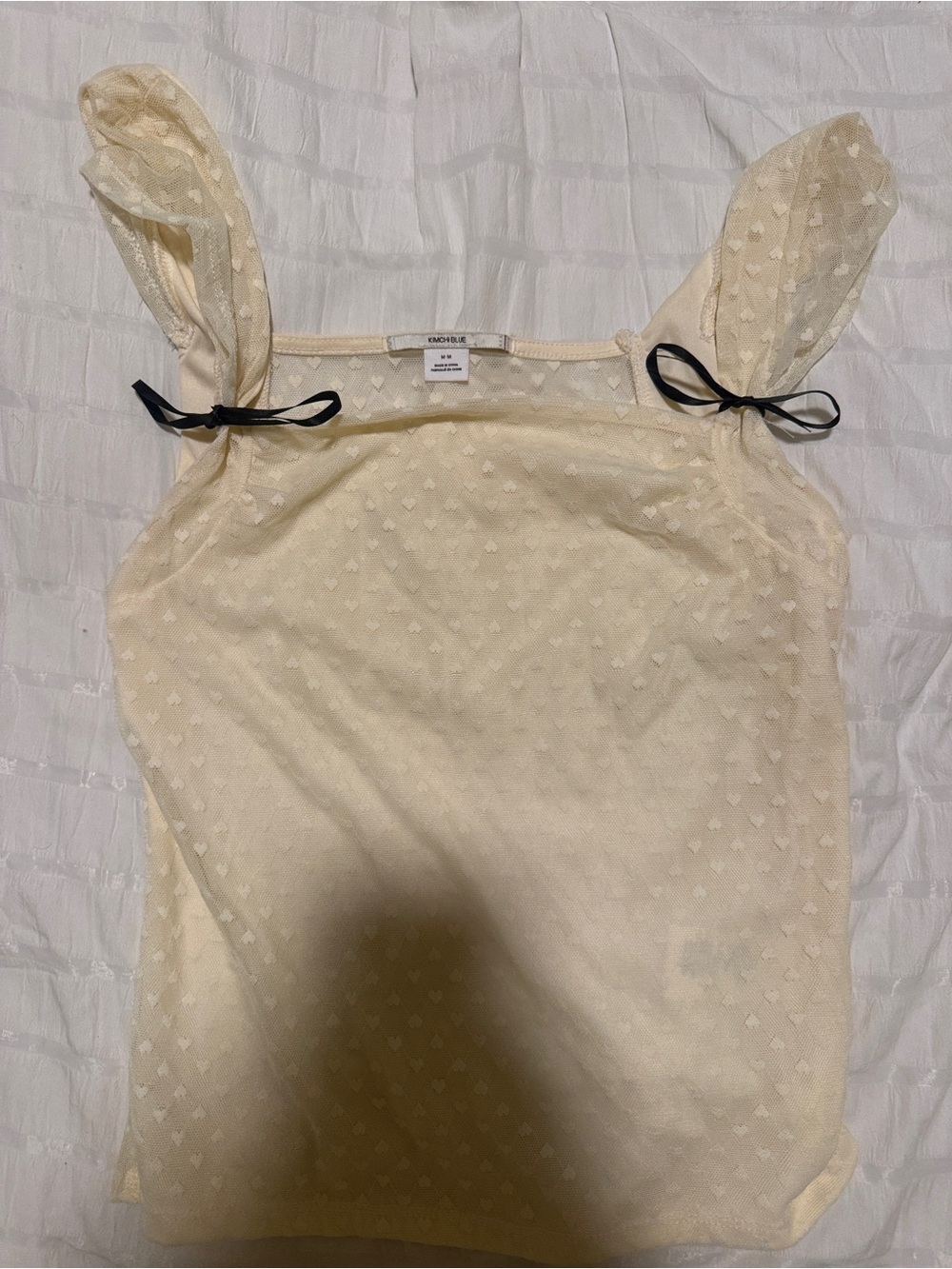 Kimchi Blue Cream Swiss Dot Tank with Tie Straps Urban Outfitters
